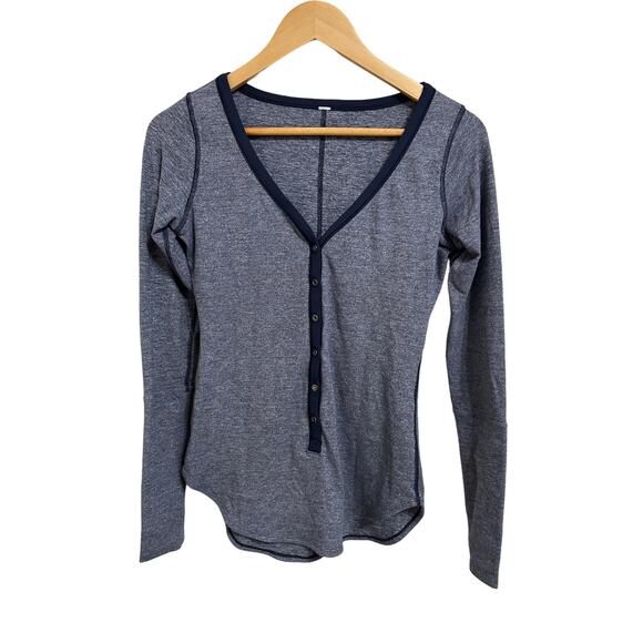 Lululemon Awesoma Henley heathered blue size 4 - Picture 1 of 6